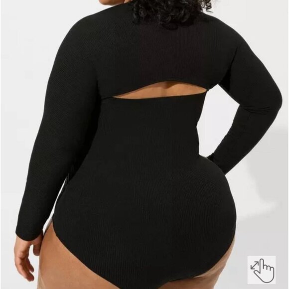 Torrid Size 2x Black Super Soft Ribbed Long Sleeve Bolero Bodysuit - Picture 2 of 7